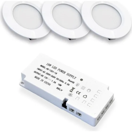 LEDlife Reco68 Møbelspot Mat Hvid 3-pak inkl. Strømforsyning