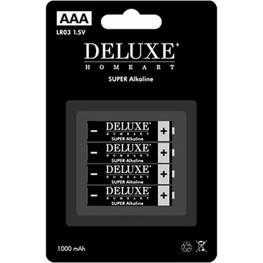 Deluxe Homeart Super Alkaline AAA-batterier, 4 stk.