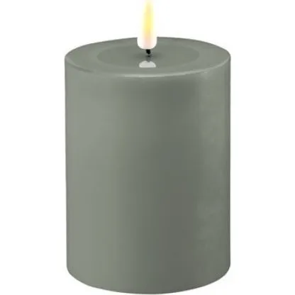 Deluxe Homeart LED Bloklys Sage Green 7,5x10 cm
