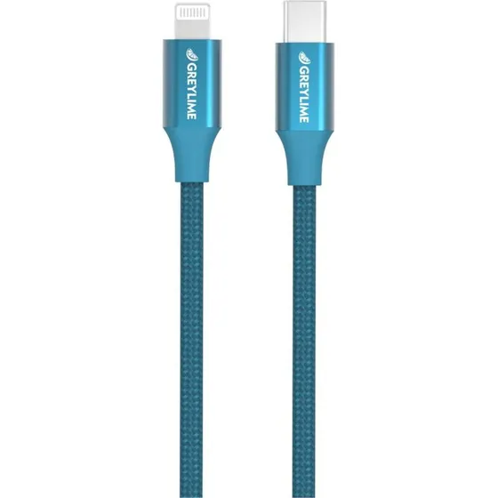 GreyLime Braided USB-C til MFi Lightning Kabel, Blå, 1 m