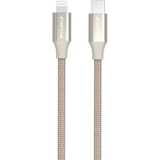 GreyLime Braided USB-C til MFi Lightning Kabel, Beige, 1 m