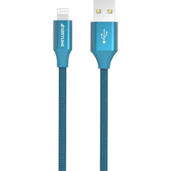 GreyLime Braided USB-A til MFi Lightning Kabel, Blå, 1 m