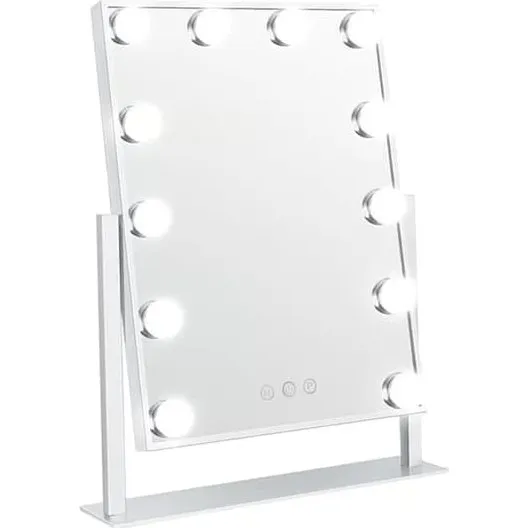 UNIQ New York Mega Makeup-spejl med 12 LED-pærer - Hvid