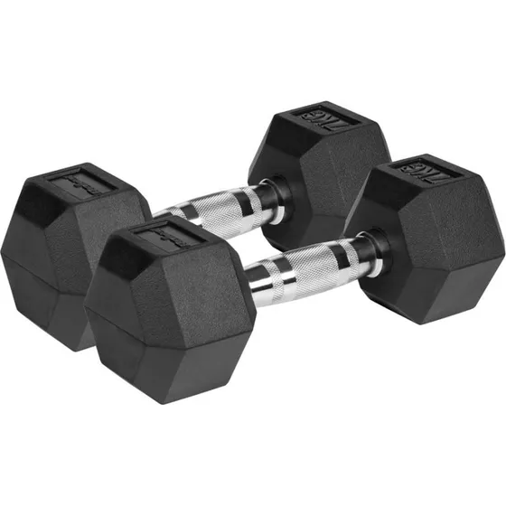 Rebel Active håndvægte i støbejern med gummibelægning - 2x7 kg
