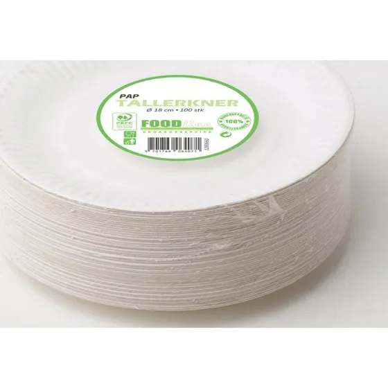 Tallerken 18 cm Coated, 100 stk. – Bionedbrydelig frokosttallerken