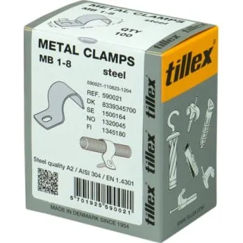Tillex MB1 Kabelbøjle 8 mm, 1-lap, rustfrit stål A2/AISI 304 (100 stk)