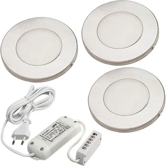 Diospot Flat 3x LED Indbygningsspot 3W Børstet Stål med Driver
