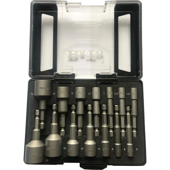 BaTo 1/4" Boltbitssæt med magnettoppe, 14 dele (5-17 mm)