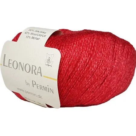 Leonora by Permin Rød - Luksusgarn med Silke, Uld og Kid Mohair