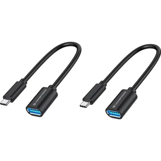 Conceptronic ABBY11B USB-C til USB-A kabel, 0,2m, Sort
