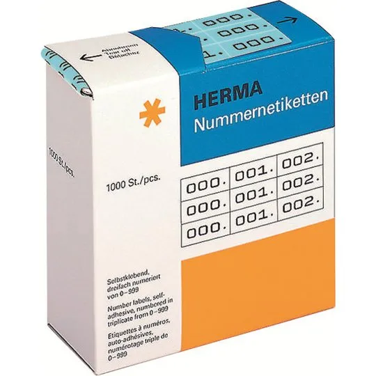 HERMA Selvklæbende nummermærkater 10 x 22 mm, 3000 stk.