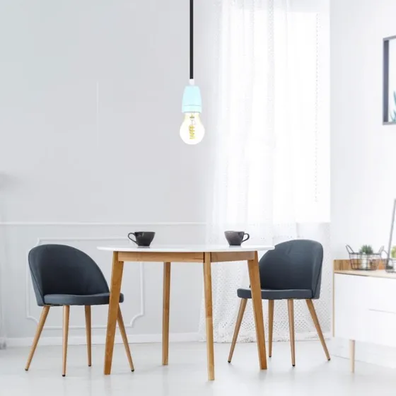E27 Porcelænsfatning - Blå, max 60W, IP20, 4,7 x 6,4 cm