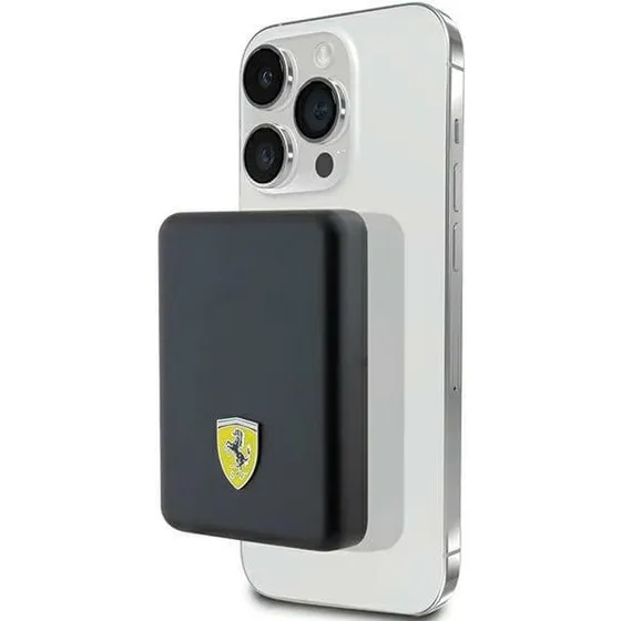 Ferrari MagSafe Powerbank 5000mAh 15W Sort med Metal Logo