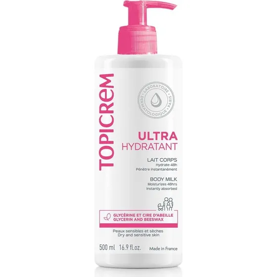 Topicrem Ultra-fugtgivende kropsmælk til følsom hud, 500ml