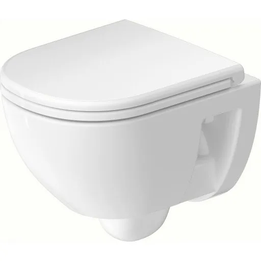 Duravit D-Code Compact væghængt toilet, rimless, hvid