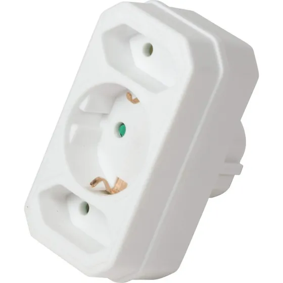 LogiLink Stikdåse 3-stik, 2x Euro + 1x Shucko, Hvid