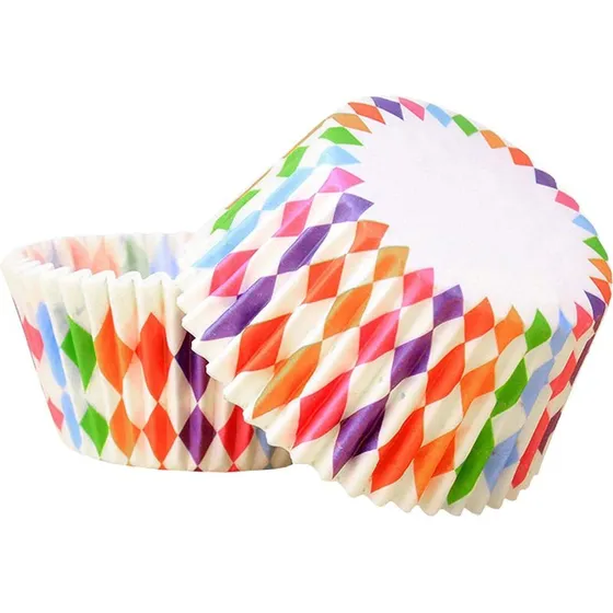 100x Farverige Muffinsforme i papir - 7 x 3 cm