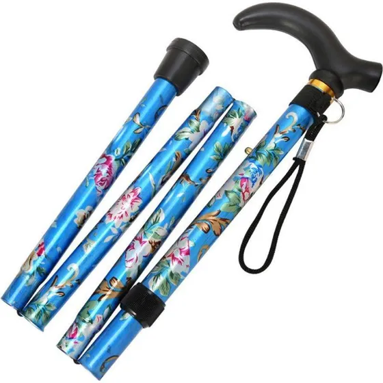 Sammenfoldelig stok - blå - justerbar - 81–92 cm