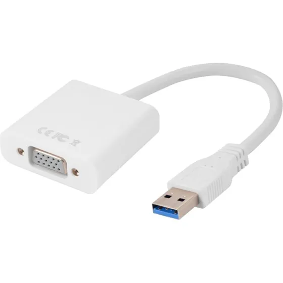 USB 3.0 til VGA Adapter - Hvid, 1080p Full HD