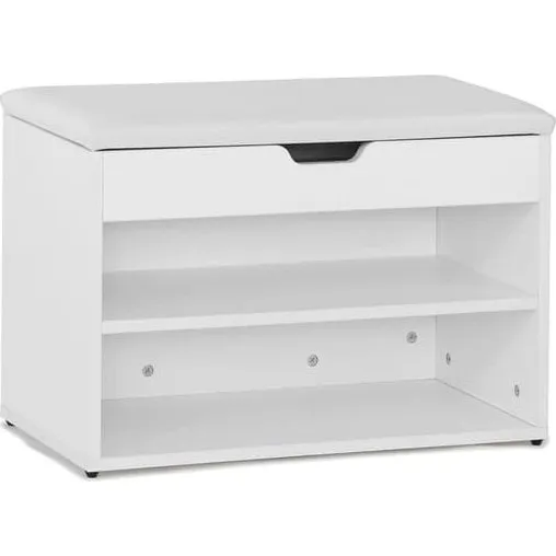 SoBuy Hvid skoholder med sæde FSR25-W, 60x30x44 cm