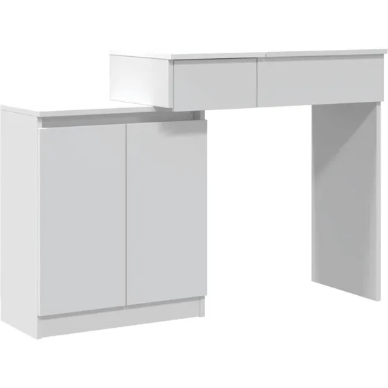vidaXL makeupbord med LED-lys 115x37x110,5 cm hvid