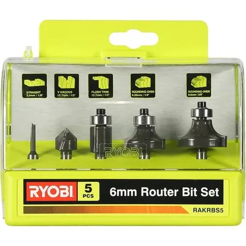 RYOBI Fræsebitsæt til overfræser, 5 stk. (6 mm) - RAKRBS5