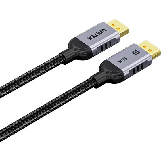 Unitek DisplayPort 2.1 kabel - 2 m - Sort/Grå