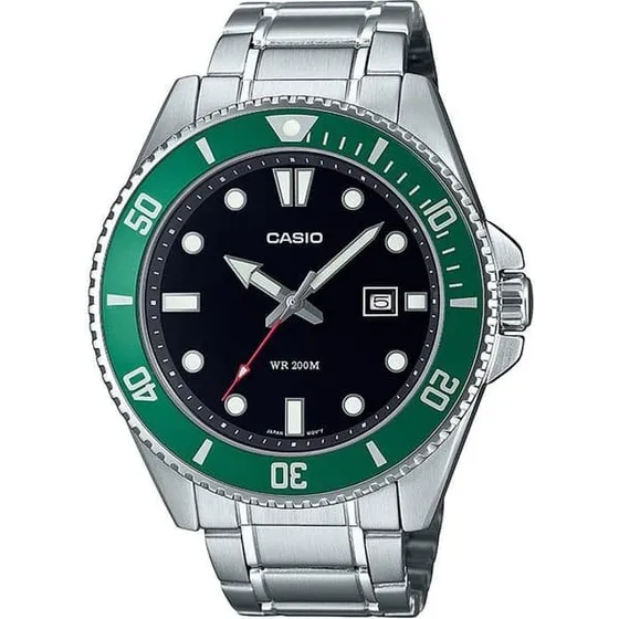 Casio MDV-107D-3AVEF Armbåndsur med Grøn Urskive og Stållenke