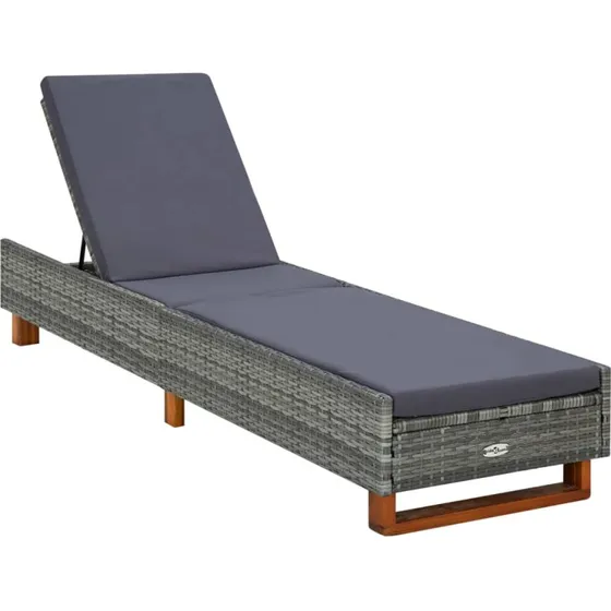 vidaXL liggestol med hynde i grå polyrattan