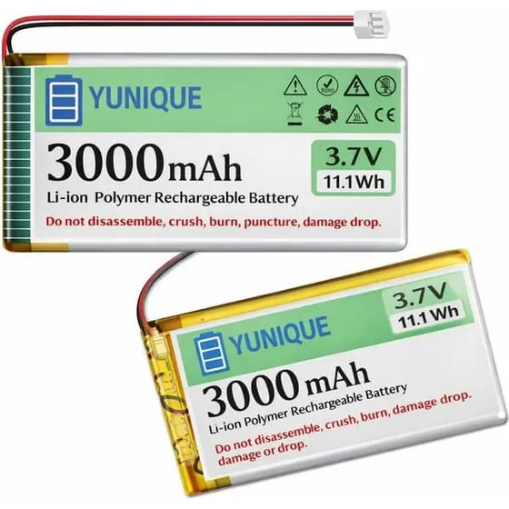 YUNIQUE 2x LiPo Batteri 3.7V 3000mAh 1S Micro JST 1.25