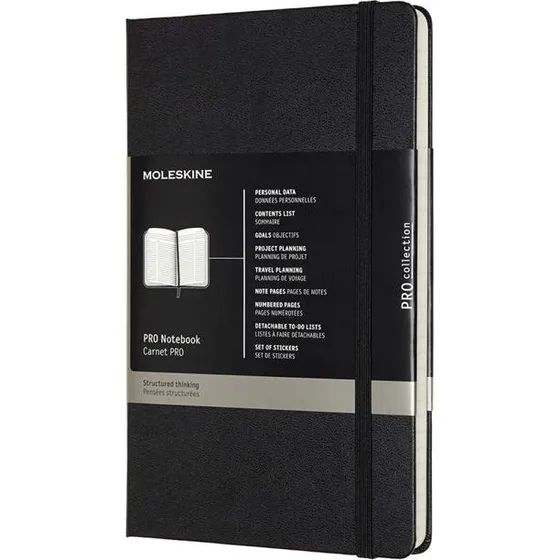 Moleskine Pro Hard XL Notesbog - Sort, Linjeret