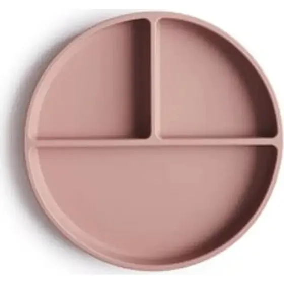 Mushie Skridsikker Silikone Tallerken Tredelt - Blush