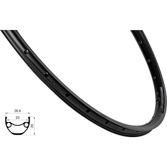 FORCE XC Basic 29" fælg (622x23) aluminium - 36 egerhuller - Sort
