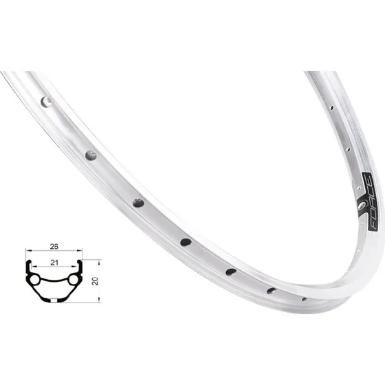 FORCE Prime 26" Aluminium Fælg (559x21) - 36 Egerhuller - Sølv