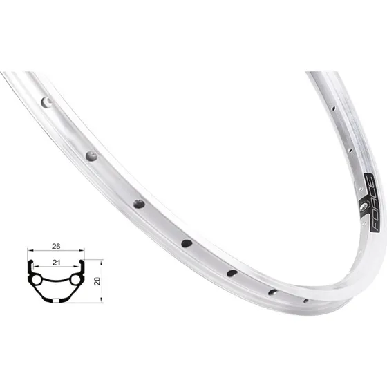 FORCE Prime 26" Fælg (559x21) Aluminium - 32 egerhuller - Sølv