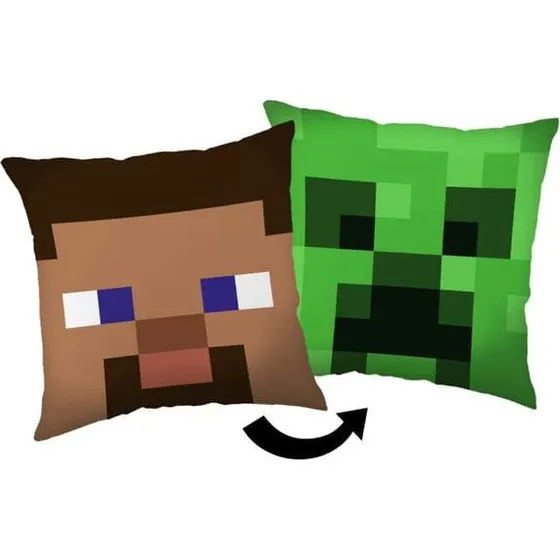 Minecraft Pude med Steve & Creeper - 40x40 cm