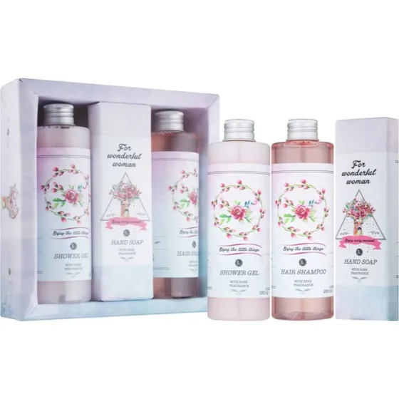 Bohemia Gifts Rosarium Boho Spa-sæt med showergel, shampoo og sæbe