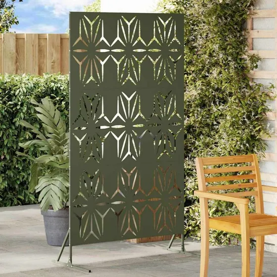 vidaXL Privatlivsskærm 100 x 50 x 180 cm Stål Olivengrøn