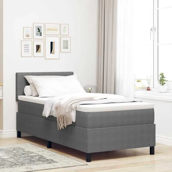 vidaXL LED Boxspring Seng Lys Grå/Hvid Velour 80x200 cm