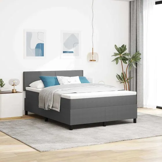 vidaXL LED Boxspring Seng, Lys Grå/Hvid Velour, 140 x 190 cm