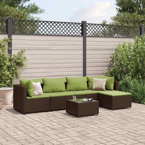vidaXL loungesæt til haven 6 dele i brun polyrattan