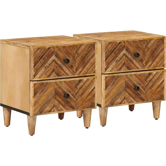 vidaXL Sengebord 2 stk. Brun Mangotræ 40 x 33,5 x 46 cm