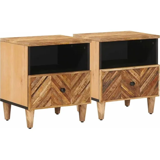 vidaXL Sengebord 2 stk. Brun 50x33x60 cm i massivt mangotræ