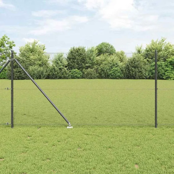 vidaXL Svejset trådhegn med spidser, 25 x 1 m, grå, PVC-belagt