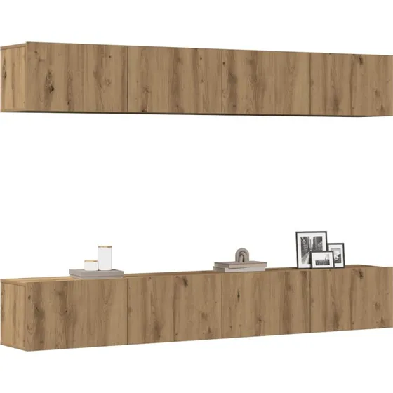 vidaXL vægmonteret TV-skabssæt i kunsteg, 4 dele, 100x30x30 cm