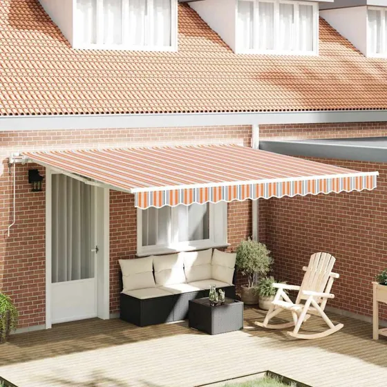 vidaXL Udtrækkelig markise 400 × 350 cm - Flerfarvet stribet