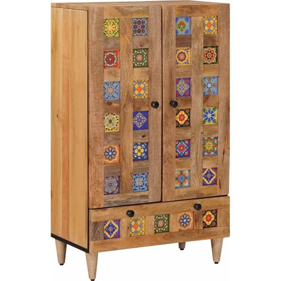 vidaXL Highboard i massivt mangotræ, 60 x 33,5 x 100 cm