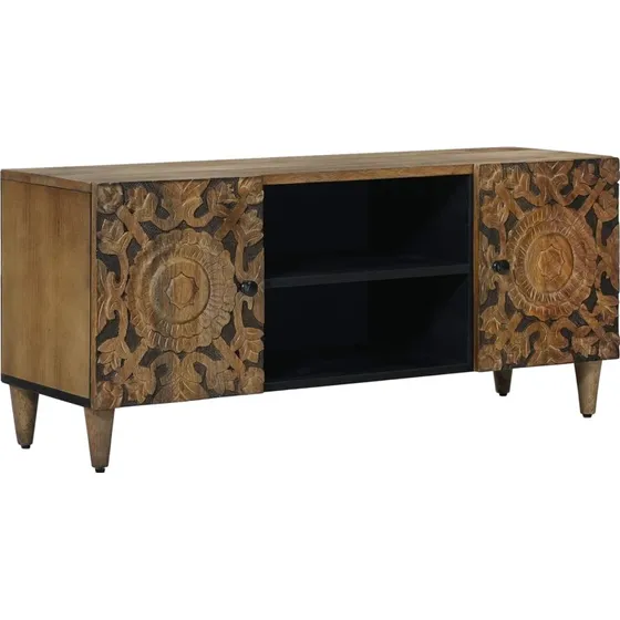 vidaXL TV-skab i massivt mangotræ, Brun, 105 x 33,5 x 46 cm