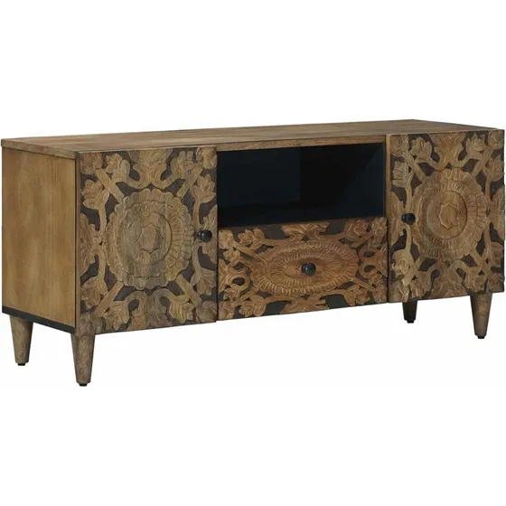 vidaXL TV-skab i massivt mangotræ, Brun, 105 x 33,5 x 46 cm