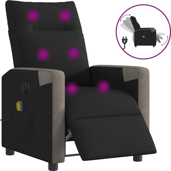 vidaXL eldrevet massagestol i sort stof